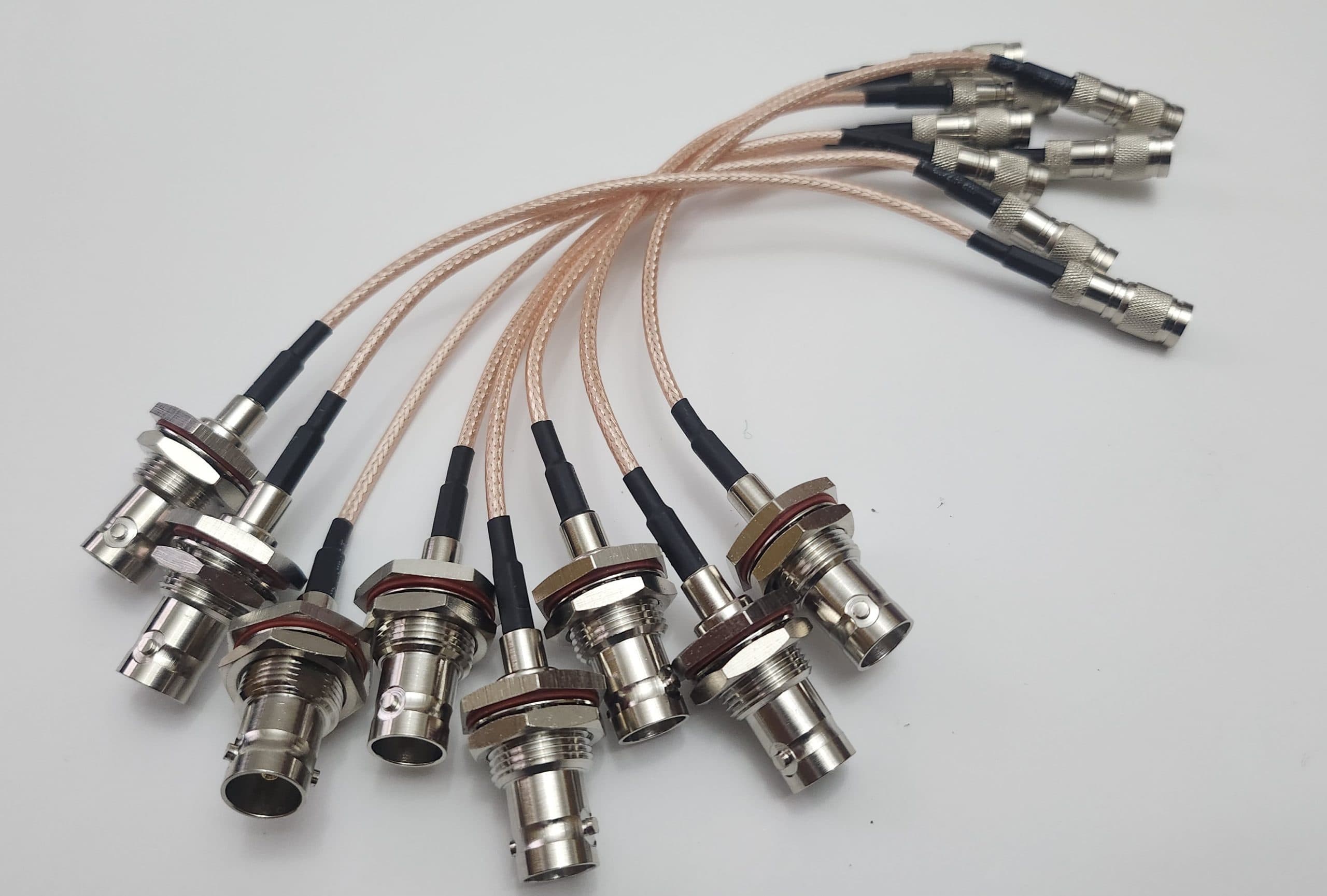 DIN 1.0/2.3 to BNC female, 150mm (set of 8)